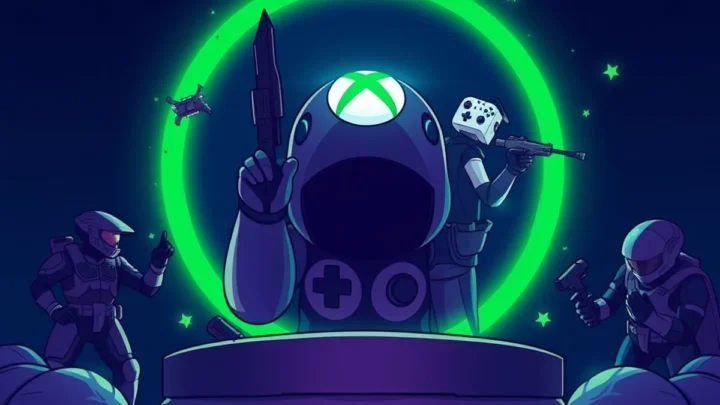 Официальный праздничный логотип Xbox 25-летие и элементы брендинга на фоне