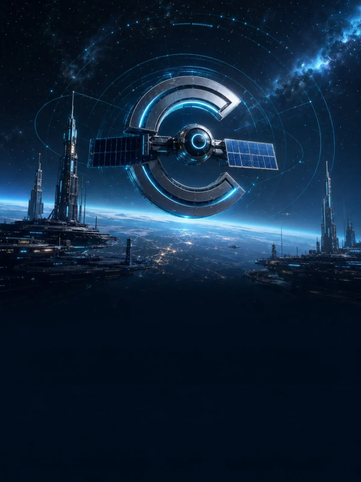 Космическая неоновая эмблема сквада СПУТНИК